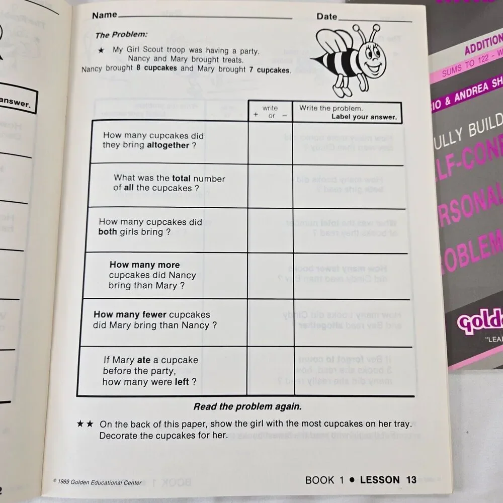 Golden Educational Center Math Story Problem Workbooks Worksheets K-3 Homeschool